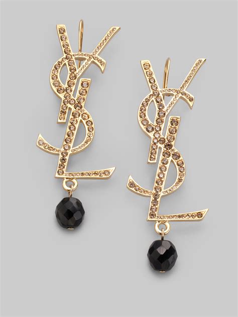 ysl orecchini logo bijoux|ysl cabochon square earrings.